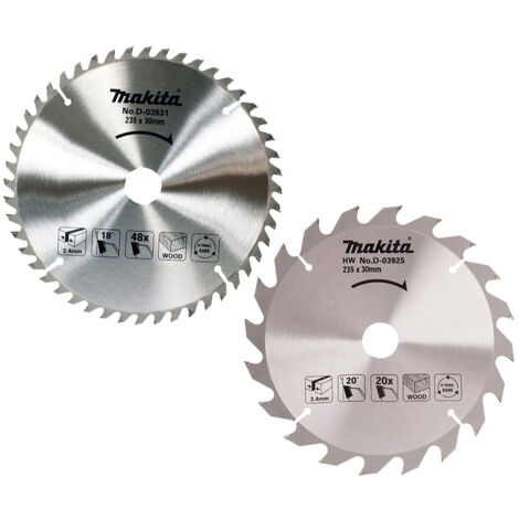 Lot de 2 lames carbure bois standard, Diam. 235 mm, pour scies circulaires - D-20068