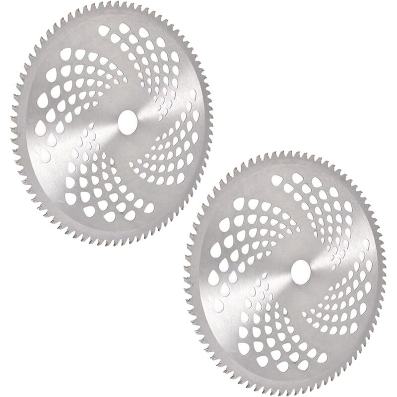 Lot de 2 lames de débroussailleuse en acier au carbure 10 x 80 dents pour tronçonneuse, débroussailleuse, débroussailleuse, fabriquées en acier