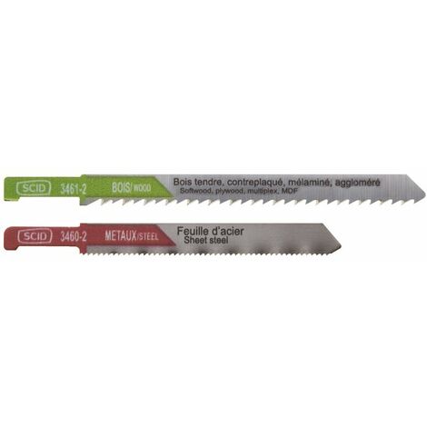 Lot de 2 lames de scie sauteuse – Chrome vanadium et HSS – Pour coupes précises dans bois dur et métal – Accroche Peugeot – Scid