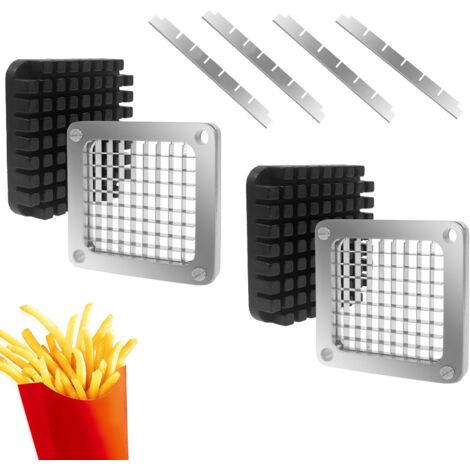 Lot de 2 lames et poussoirs de rechange 3/8'' pour hachoirs à légumes, fruits et frites, argent