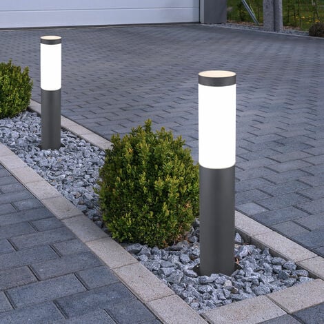 Lot de 2 lampadaires d'extérieur LED sur pied d'allée de jardin éclairage de terrasse en INOX anthracite