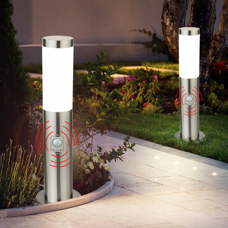 Lot de 2 lampes d'extérieur led 9,5 watts, éclairage sur pied, lampe détecteur de mouvement IP44