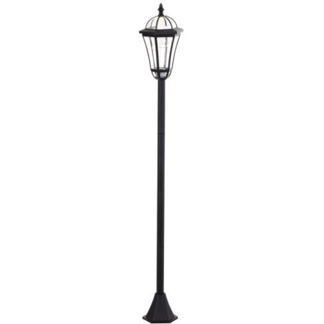 Lot de 2 lampadaires solaires LED, IP44, ABS, Ø18,5 x H129 cm, mode économie d'énergie, étanches, éclairage de jardin avec boîtier en acier inoxydable, noir