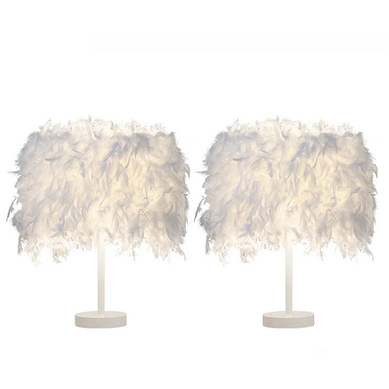 Axhup - Lot de 2 Lampe à Poser en Plumes E27 Lampe de Table Eclairage Décor pour Chevet Chambre Entrée