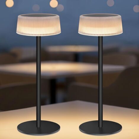 Lot de 2 Lampe de Table Sans Fil, Lampe de Table Extérieure Etanche, Lampe de Bureau LED Tactile avec 3 Couleurs d’Éclairage et Gradation Continue, pour Intérieur et Extérieur