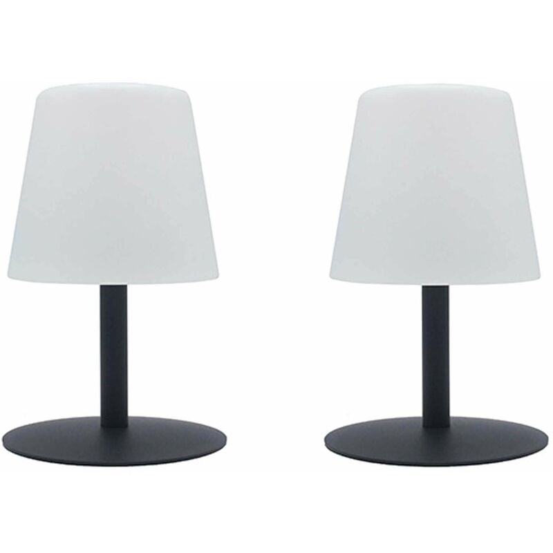 Lot de 2 Lampe de table sans fil LED STANDY MINI ROCK Gris Acier H25CM