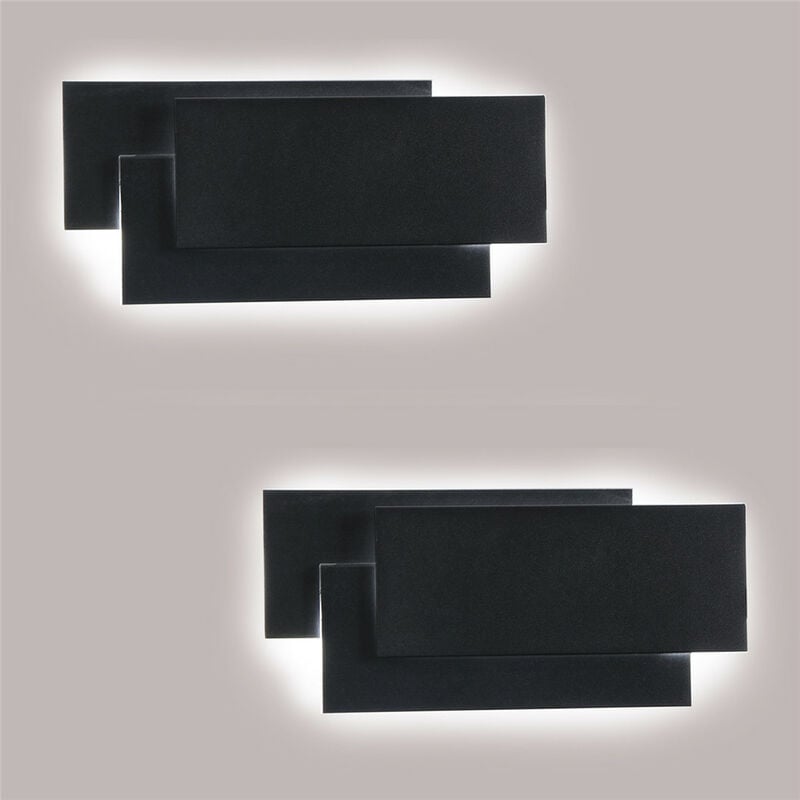 Applique Mural Intérieur Noir Lampe Mural led 24W Blanc Froid Modern Eclairage Décoration - 2 Pack