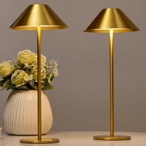 Lot de 2 Lampe Sans Fil Rechargeable USB, Tactile Dimmable Métal, Intérieur Extérieur Chevet