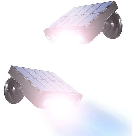 Lot de 2 Lampe Solaire Exterieur,Applique Lampe Solaire Exterieur Detecteur de Mouvement,360° Spot Solaire Exterieur [1200mAh] étanche Lanterne Applique Solaire Exterieur Jardin (Noir)