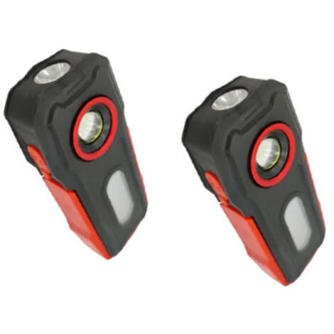 Lot de 2 Lampe Torche LED Multifonctions Rechargeable USB - Batterie Externe Smartphone - 300lm & 140lm - Aimant pour fixation