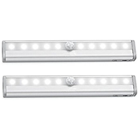 Lot de 2 Lampes 10 LED, Sans Fil, Rechargeable par USB, Aimanté, Détecteur de Mouvement, Portable. Lumière de Placard, Baladeuse de Secours, Veilleuse Enfant, Appoint …