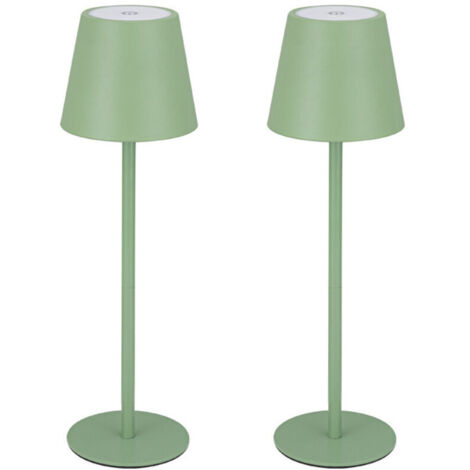 Lot de 2 lampes de bureau LED à intensité variable, rechargeables et vertes, avec port USB-C, idéales pour l'intérieur et l'extérieur, lumière chaude 3000 K, [Classe énergétique A]