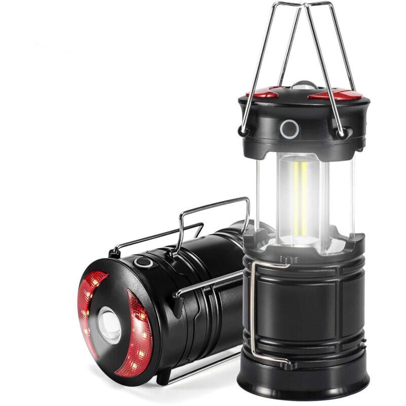 Lot de 2 lampes de camping, lampes led rechargeables, lanternes anti-ouragan avec lampe de poche et base magnétique pour le camping, les ouragans, la