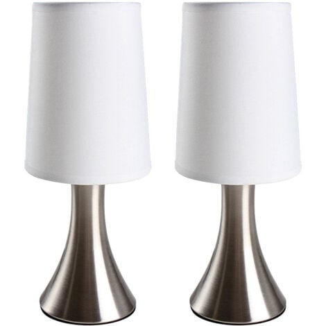 Lot de 2 lampes de chevet tactile 3 intensités éclairage chambre lampe de table abat-jour en tissu moderne lumière de lecture 29,5 cm