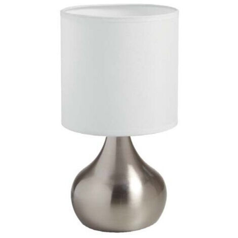 Lot de 2 lampes de chevet tactiles – Chrome mat – Abat-jour blanc – Hauteur 28 cm – Design moderne pour chambre à coucher – Millumine