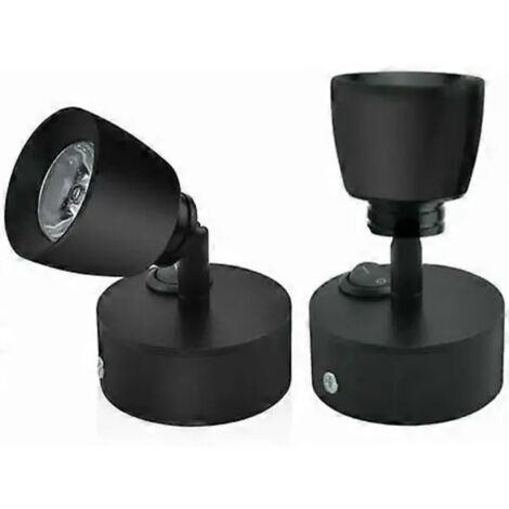 Lot de 2 lampes de lecture LED 12V 3W noires, appliques murales d'intérieur avec interrupteur, 180°, éclairage flexible pour camping-car, bateau, voiture, caravane [DB]