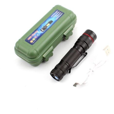 Lot de 2 Lampes de Poche LED Rechargeable Tactiques Lampe Torches Ultra Puissante par USB Avec Résistante à L'eau 3 Modes Flashlight pour Camping, Randonnée, Pêche [Classe énergétique A]