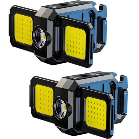 Lot de 2 lampes de poche porte-clés rechargeables, mini lampes de travail LED portables, batterie intégrée, idéales pour l'extéri et le transport quotidien