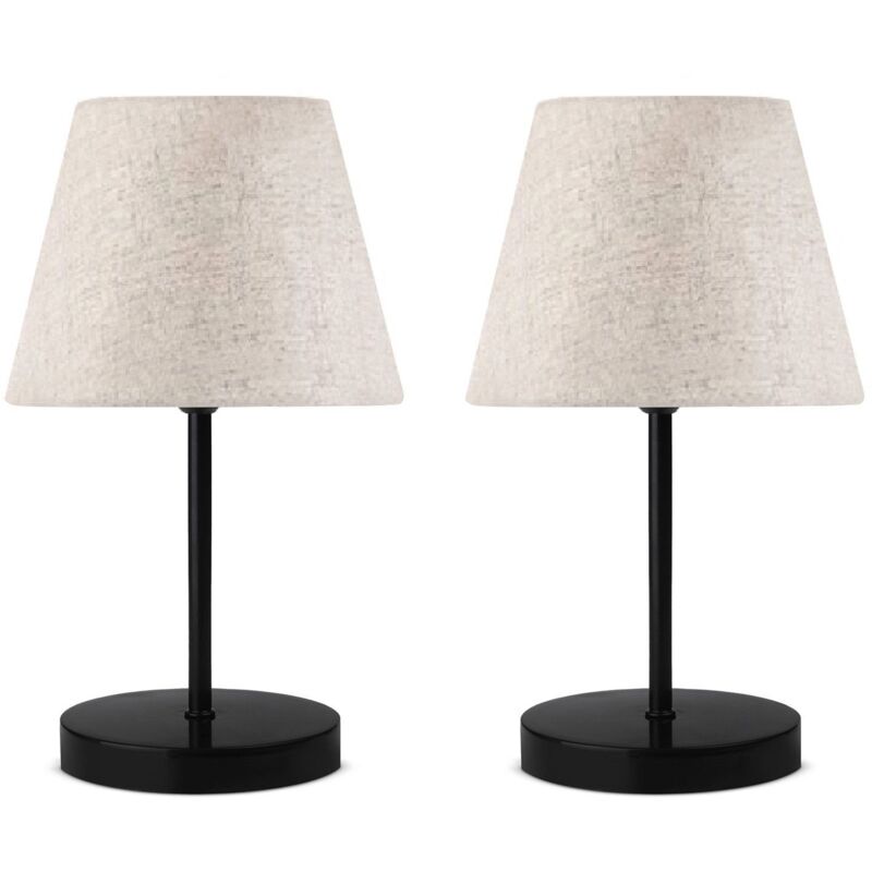 Lot de 2 lampes de table Accensa H37cm Tissu Blanc sale et Métal Noir Lot de 2 lampes de table Accensa H37cm Tissu Blanc sale et Métal Noir