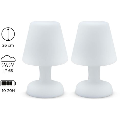 Lot de 2 lampes de table LED 26cm - Lampes de table décoratives lumineuses. Ø 16cm. recharge sans fil