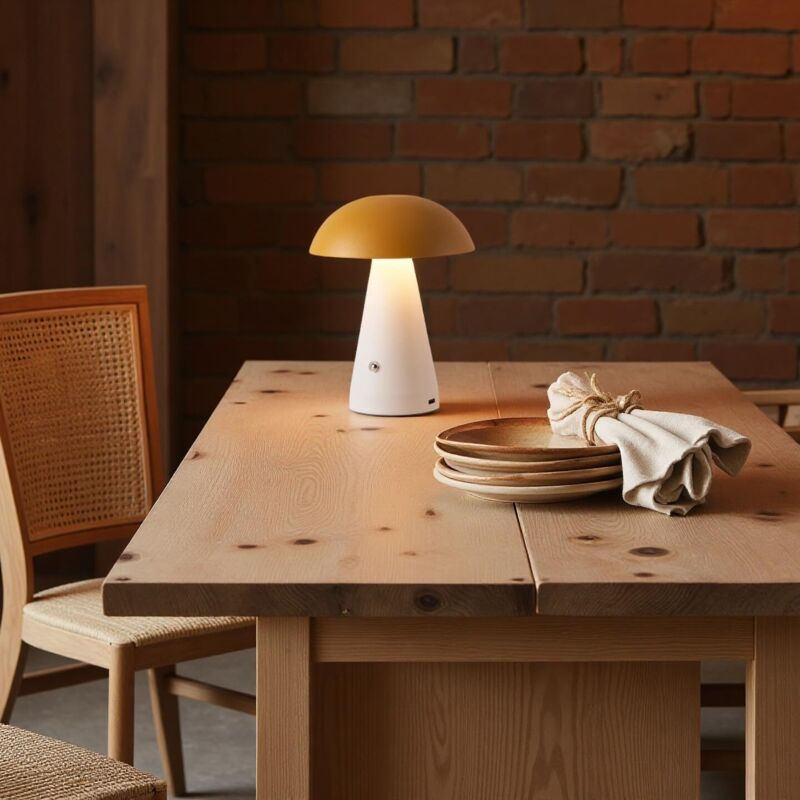 Lot de 2 lampes de table LED champignon à intensité variable avec interrupteur tactile, lampe de chevet sans fil pour chambre et salon