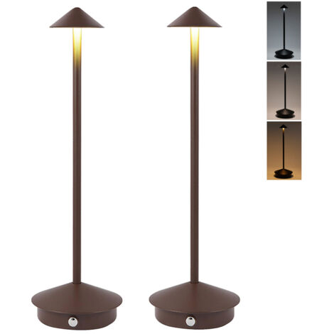 Lot de 2 lampes de table LED sans fil, lampe de bureau rechargeable à intensité variable, lumière d'ambiance tactile, 3 températures de couleur