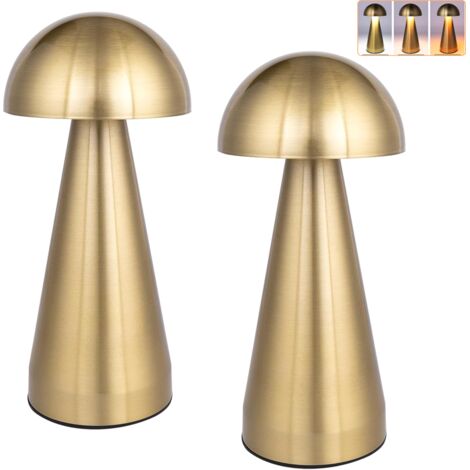 Lot de 2 lampes de table LED sans fil, lampe de chevet tactile à intensité variable, lampe de bureau rechargeable, 3 températures de couleur réglables