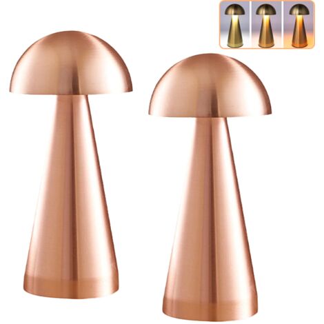 Lot de 2 lampes de table LED sans fil, lampe de chevet tactile à intensité variable, lampe de bureau rechargeable, 3 températures de couleur réglables