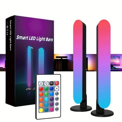 Lot de 2 lampes de table LED, technologie numérique RGB, couleur blanche changeable, avec capteur de musique, contrôlable via Bluetooth ou télécommande (incluse)