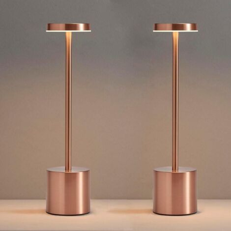 Lot de 2 lampes de table rechargeable, lampe de bureau LED portable, lampe de table sans fil - éclairage à intensité variable en 3 couleurs(or rose)