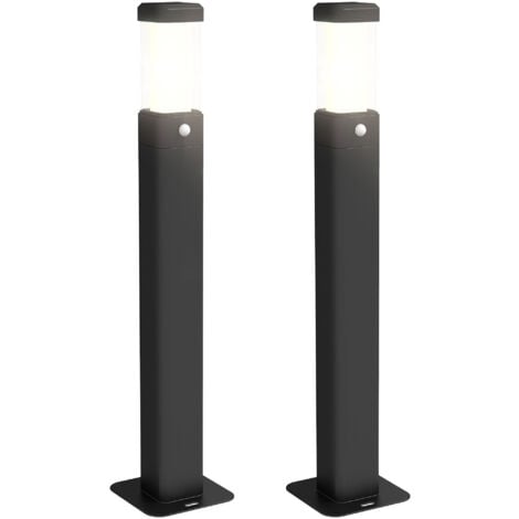 Lot de 2 lampes d'extérieur - bornes lumineuses LED - norme IP65 - alu noir