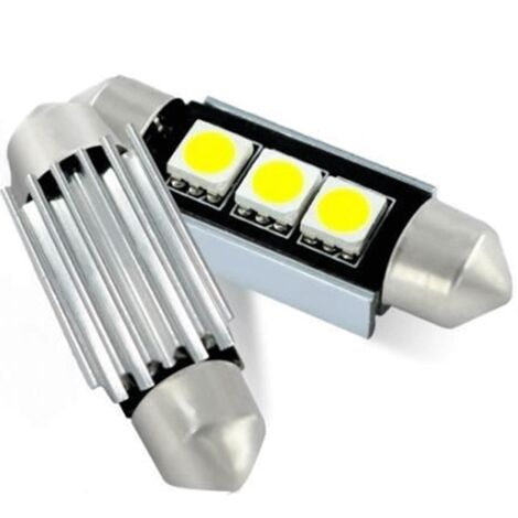 Lot de 2 lampes LED navette 37 mm 12VDC 1W3 blanc froid