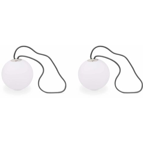 Lot de 2 lampes LED sphériques à suspendre - Corda 25 - boules lumineuses à accrocher. Ø 25cm. rechargeables