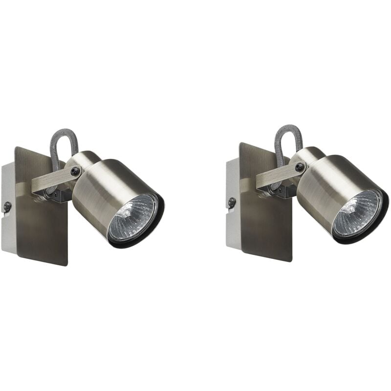 Beliani - Lot de 2 Lampes Murales en Métal Argenté Montées sur Cadre Carré Bonte