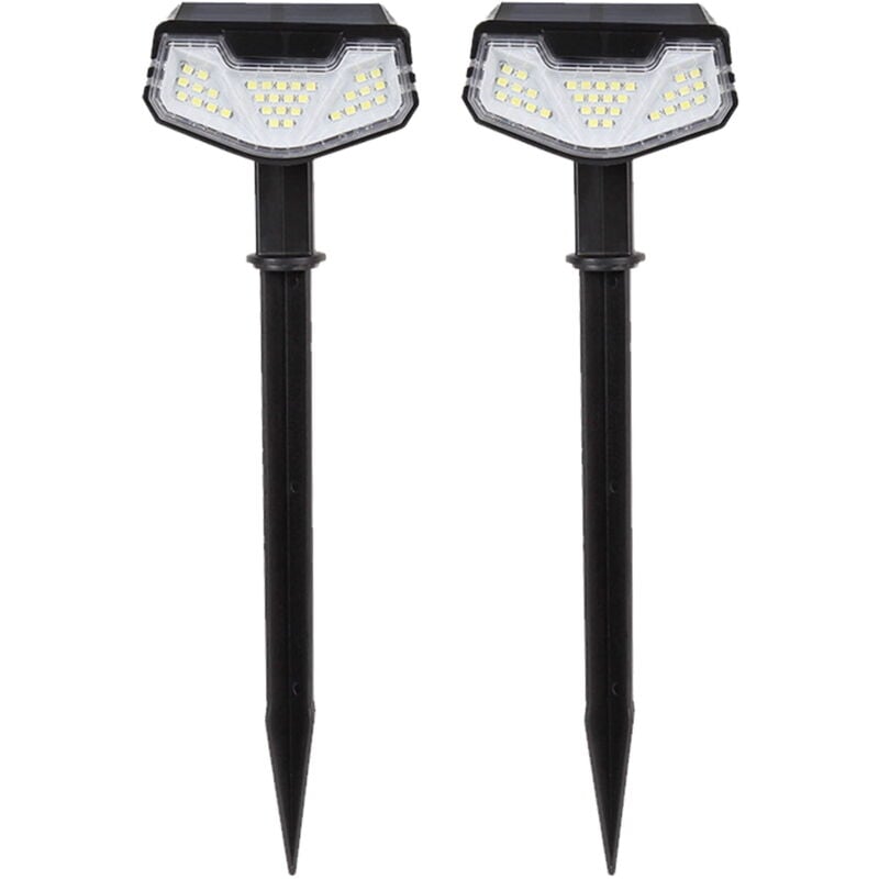 Lot de 2 lampes solaires 32 led 100 lm Spots IP65 étanches 3 modes de luminosité 6 500 k Lampe à piquet