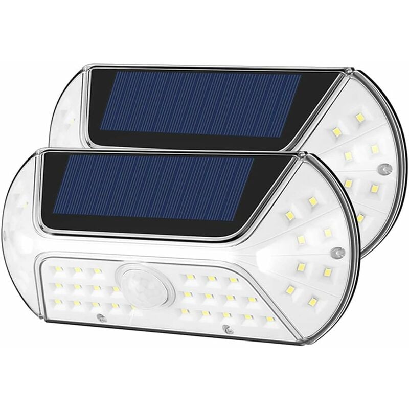 Lot de 2 lampes solaires à détecteur de mouvement IP65 étanches pour parc cour passage clôture mur de rue