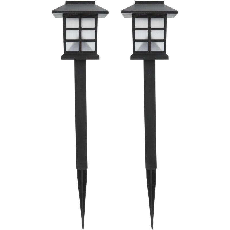 Lot de 2 lampes solaires à led pour pelouse, imperméables, en forme de petite maison, éclairage sur piquet pour allée