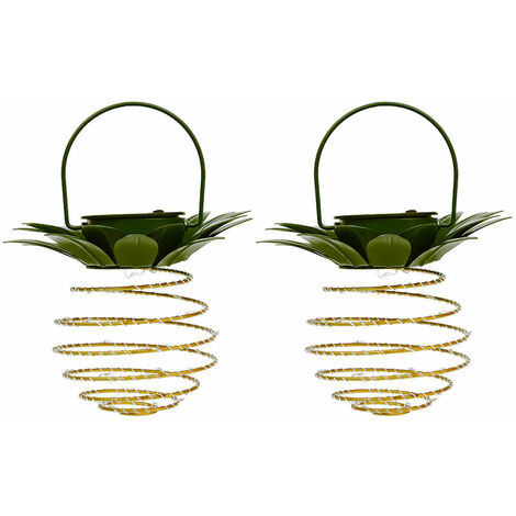 Lot de 2 lampes solaires de jardin 24 LED en forme d'ananas à énergie solaire LED lanterne suspendue lampe voie pelouse patio arrière-cour éclairage décoration extérieure étanche paysage lampe