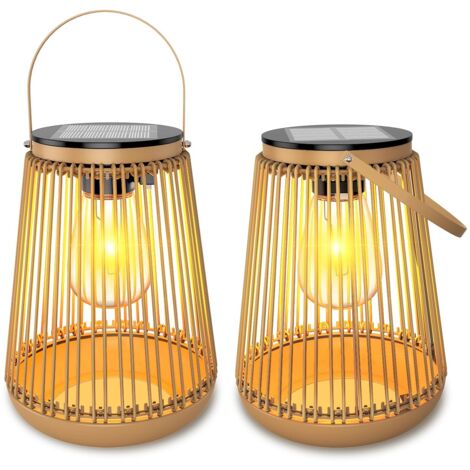 Lot De 2 Lampes Solaires De Jardin En Métal À Suspendre Étanches, Décorations Pour Patio, Cour, Porche, Pelouse, Cour, Cadeaux Pour Maman, Femme, Grand-Mère, Épouse [Classe Énergétique A+++]