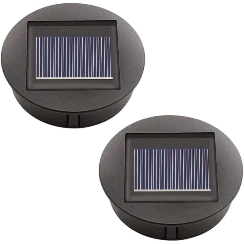 Lot de 2 lampes solaires de rechange avec LED - Panneau solaire - Couvercle de rechange - Pour éclairage extérieur - Pour décoration de jardin