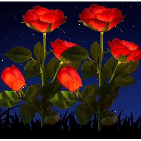 Lot de 2 lampes solaires décoratives LED roses pour jardin, étanches, idéales pour les jardins, pelouses, champs et allées.
