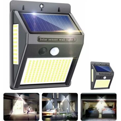 Lot de 2 lampes solaires d'extérieur, 100 LED avec détecteur de mouvement, éclairage solaire grand angle 300°, étanches IP65, fixation murale, pour allée de jardin.
