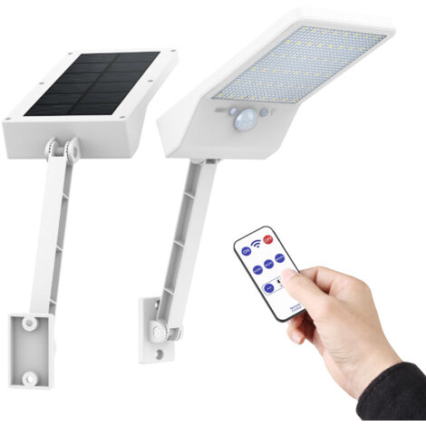Lot de 2 lampes solaires d'extérieur avec télécommande, 48Led, étanche, capteur de mouvement, lumière de sécurité solaire multimode pour clôture