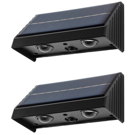 Lot de 2 lampes solaires d'extérieur pour cour, usage domestique, applique murale extérieure étanche, éclairage d'ambiance - lumière chaude