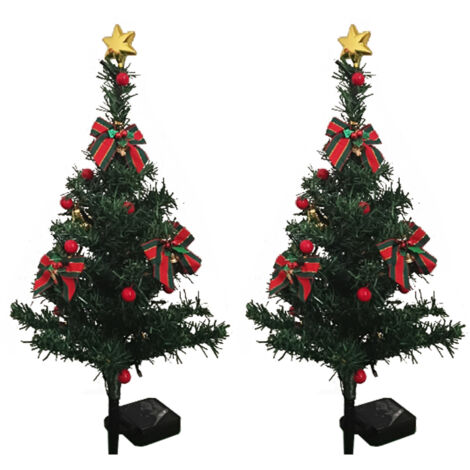 Lot de 2 lampes solaires d'extérieur pour jardin, arbre de Noël, éclairage solaire, décoration solaire pour terrasse, pelouse, allée, Noël [Classe énergétique A++]