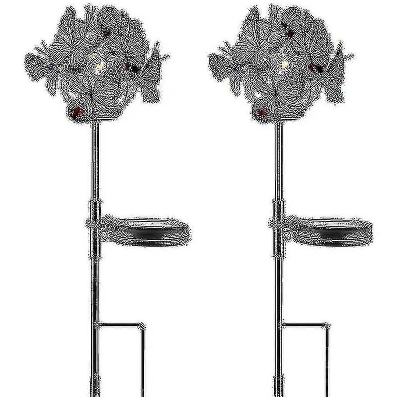 Lot de 2 lampes solaires d'extérieur pour jardin, lampes solaires sur piquet pour jardin, lampes solaires pour papillons, imperméables