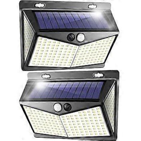 Lot de 2 lampes solaires d'extérieur, projecteur LED avec détecteur de mouvement 208