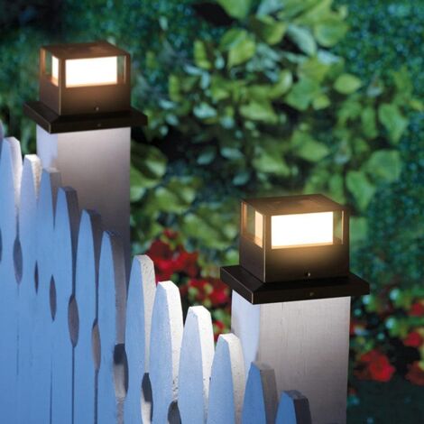 Lot de 2 lampes solaires étanches pour poteau extérieur, colonne, terrasse, clôture, portail, jardin