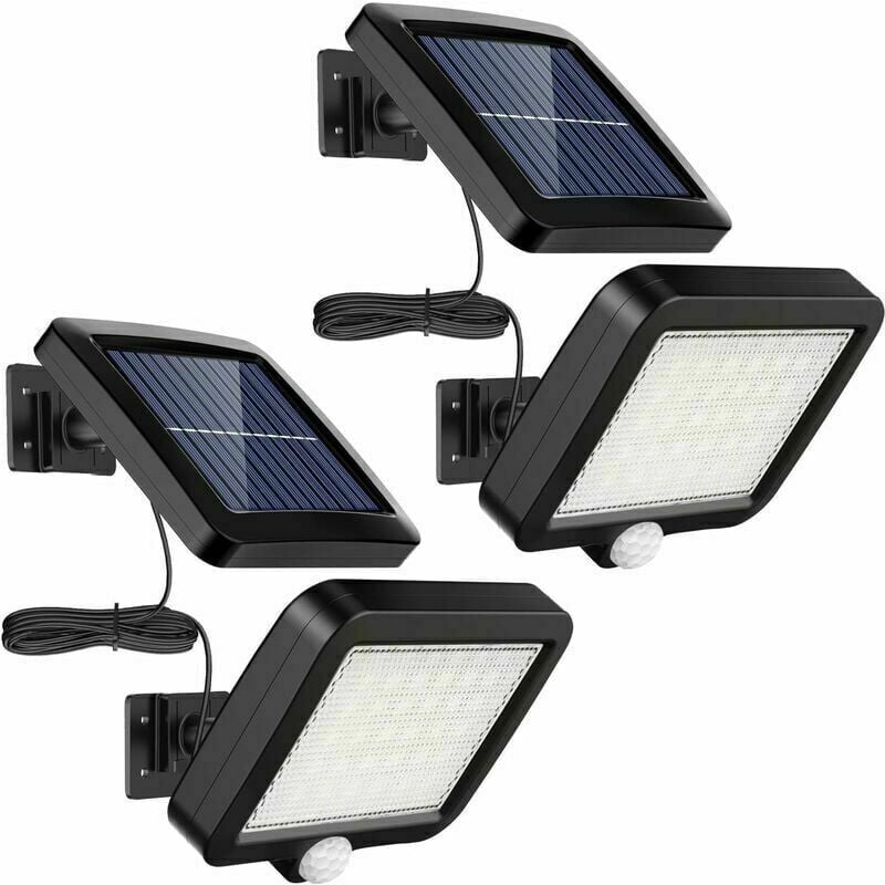 Lot de 2 Lampes Solaires Extérieures - Éclairage à 56 led avec Détecteur de Mouvement - Étanchéité IP65 - Angle d'Éclairage de 120° - Idéal pour