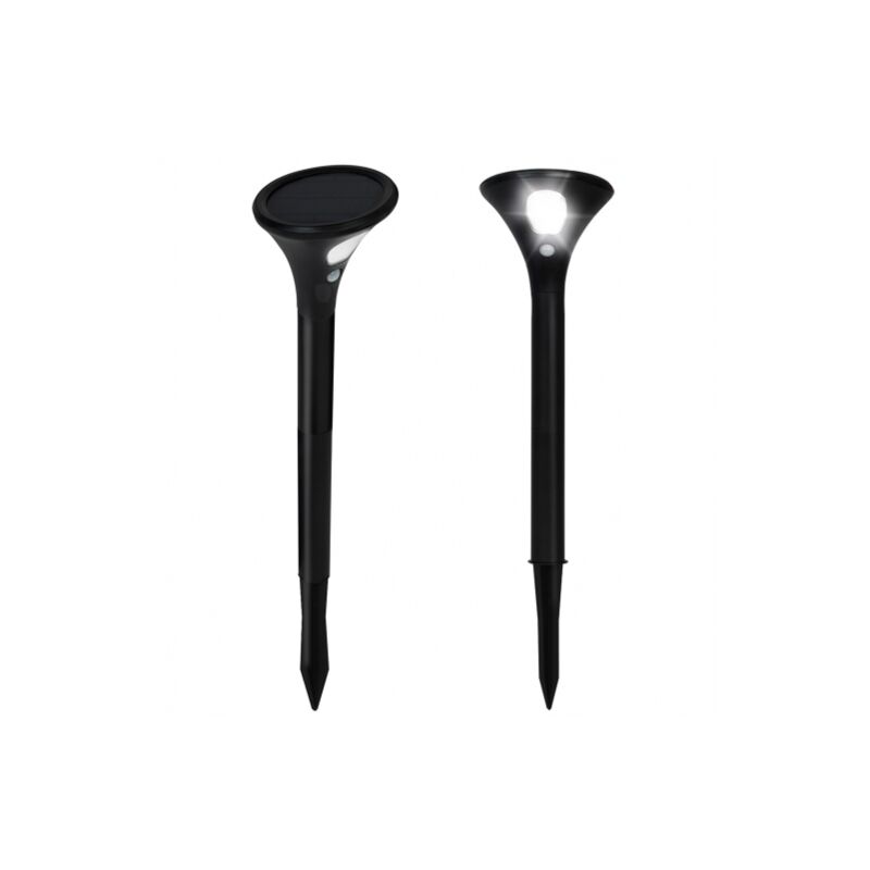 Idmarket - Lot de 2 lampes solaires led 2 en 1 avec détecteur de mouvement - Noir